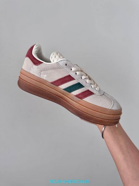Женские кроссовки Adidas Gazelle Bold Shoes Platform Cream Wild Sepia Premium фото