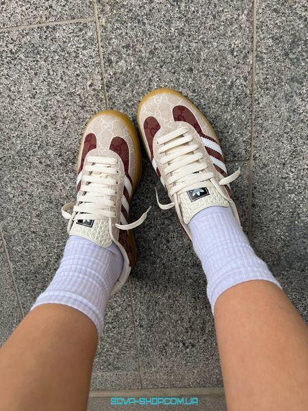 Женские кроссовки Adidas Gucci x Gazelle Brown/Beige фото