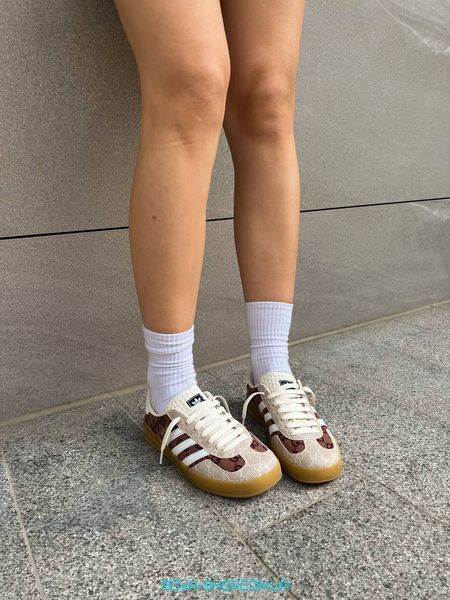 Женские кроссовки Adidas Gucci x Gazelle Brown/Beige фото