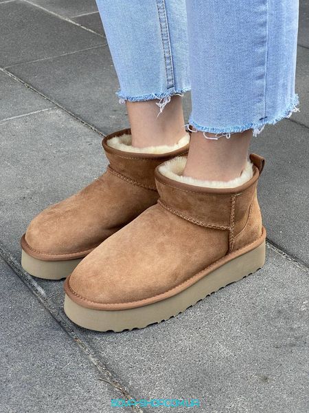 Женские зимние ботинки Ugg Classic Ultra Mini Platform Chestnut Premium фото