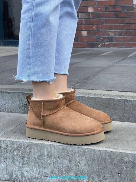 Женские зимние ботинки Ugg Classic Ultra Mini Platform Chestnut Premium фото