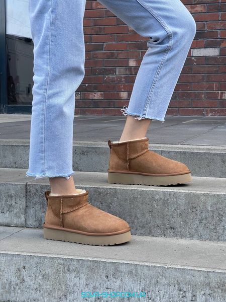 Женские зимние ботинки Ugg Classic Ultra Mini Platform Chestnut Premium фото