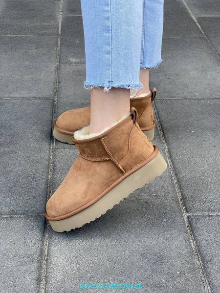 Женские зимние ботинки Ugg Classic Ultra Mini Platform Chestnut Premium фото