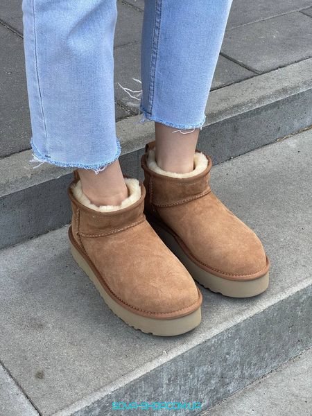 Женские зимние ботинки Ugg Classic Ultra Mini Platform Chestnut Premium фото