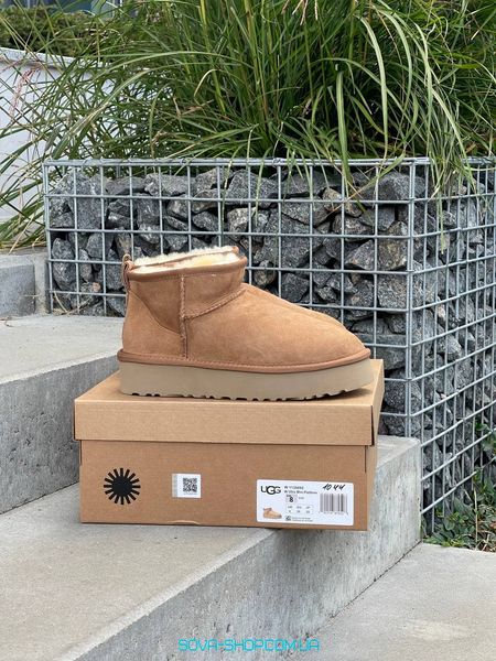 Женские зимние ботинки Ugg Classic Ultra Mini Platform Chestnut Premium фото