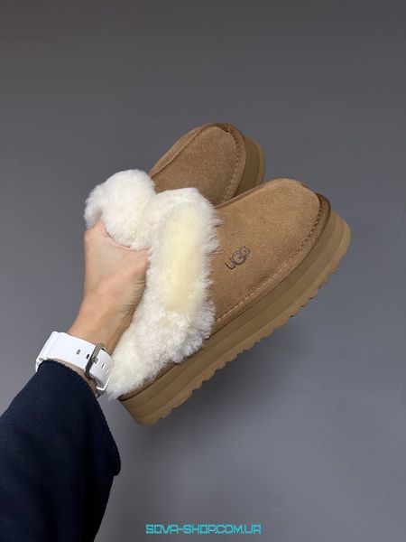 Женские зимние ботинки UGG DISQUETTE PLATFORM CHESTNUT PREMIUM фото