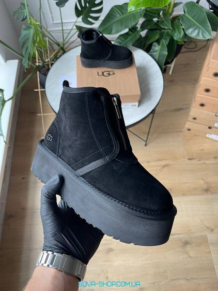 Жіночі зимові ботинки UGG Neumel Platform Zip Slipper Black Premium фото