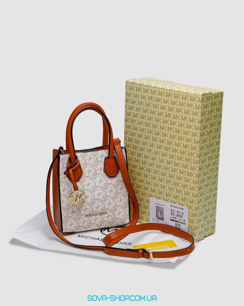 Женская сумка Michael Kors Mercer Extra-Small Pebbled Leather Crossbody Bag Ivory Premium фото