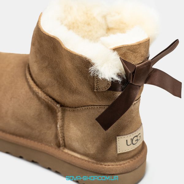 Жіночі зимові ботинки UGG Classic Mini Bailey Bow Chestnut Premium фото