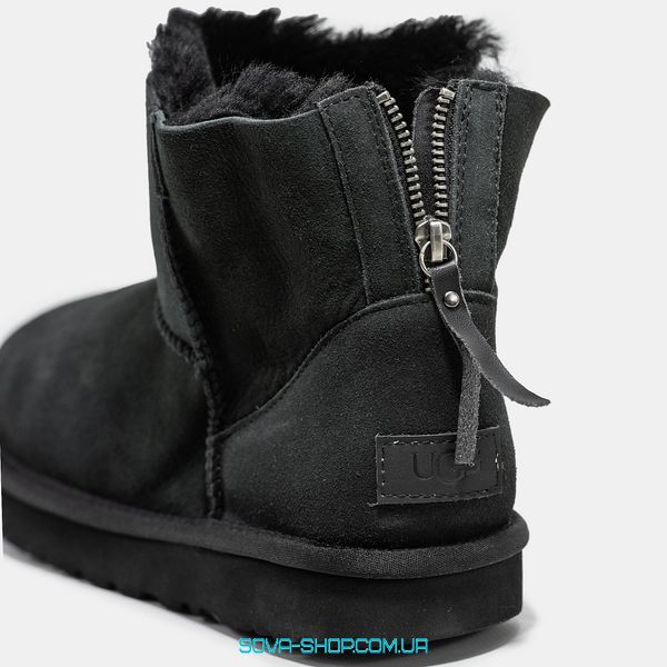 Жіночі зимові ботинки UGG Classic Mini Zip Black Premium фото