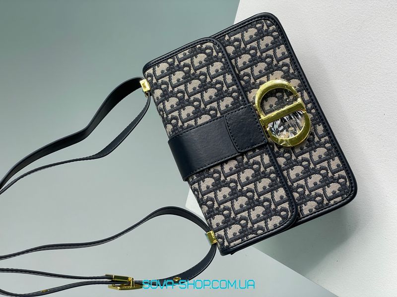 Жіноча сумка Christian Dior 30 Montaigne Chain Bag Blue Dior Oblique Jacquar Premium фото