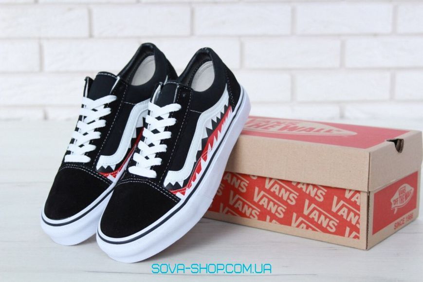 Мужские кеды BAPE Old Skool "Shark" Men Black V a n s фото