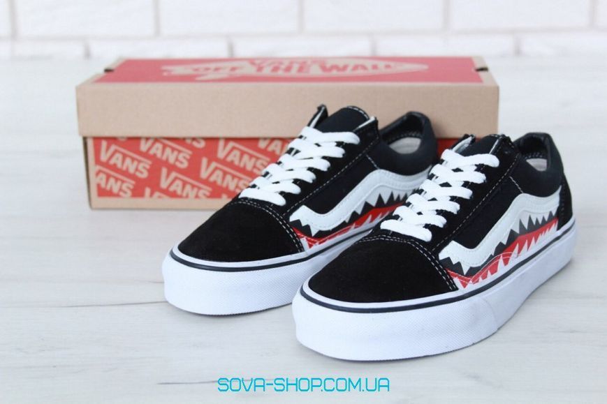 Мужские кеды BAPE Old Skool "Shark" Men Black V a n s фото