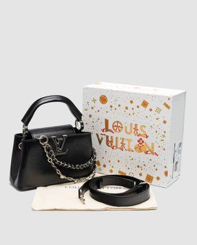 Женская сумка Louis Vuitton Capucines East-West Mini Black Premium фото