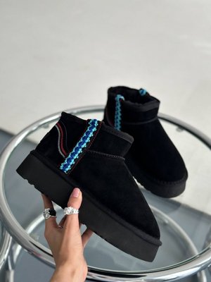 Жіночі зимові ботинки Ugg Ultra Mini Braid Platform Boot Black Premium фото