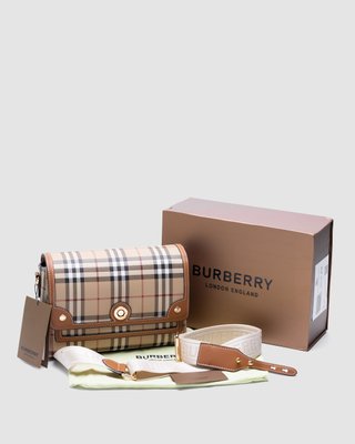 Жіноча сумка Burberry Leather Vintage Check Note Cross-Body Bag Premium фото