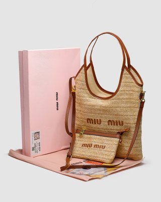 Жіноча сумка Miu Miu Ivy Straw Bag Premium фото