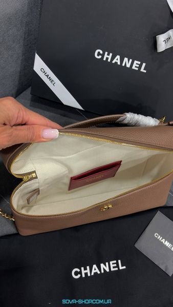 Жіноча сумка Chanel Large Vanity with Chain Grained Calfskin Brown Premium фото