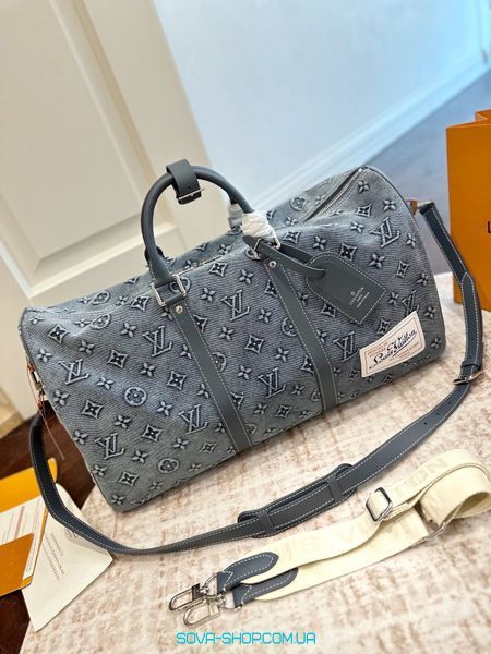 Жіноча сумка Louis Vuitton Keepall Bandouli&egrave;re 50 Denim Monogram Blue Premium фото