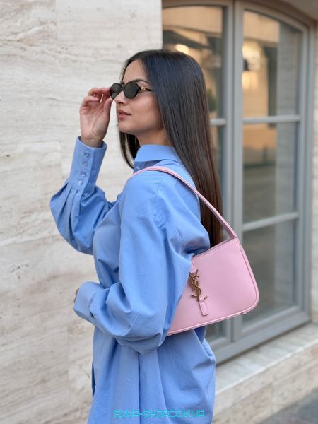 Женская сумка Yves Saint Laurent Hobo Le 5 A 7 Leather Shoulder Bag in Pink/Gold Premium фото