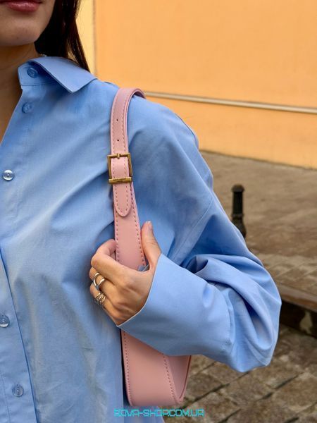 Женская сумка Yves Saint Laurent Hobo Le 5 A 7 Leather Shoulder Bag in Pink/Gold Premium фото