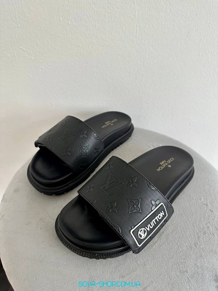 Женские кроссовки шлепанцы Louis Vuitton Rubber Slippers Black фото