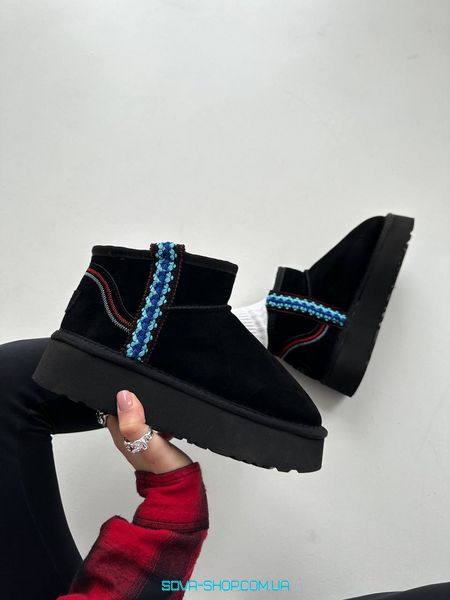 Жіночі зимові ботинки Ugg Ultra Mini Braid Platform Boot Black Premium фото