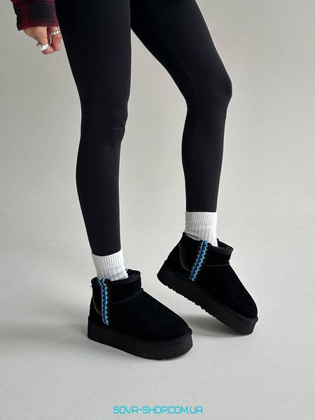 Женские зимние ботинки Ugg Ultra Mini Braid Platform Boot Black Premium фото