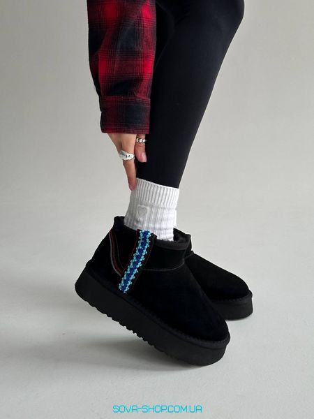 Женские зимние ботинки Ugg Ultra Mini Braid Platform Boot Black Premium фото