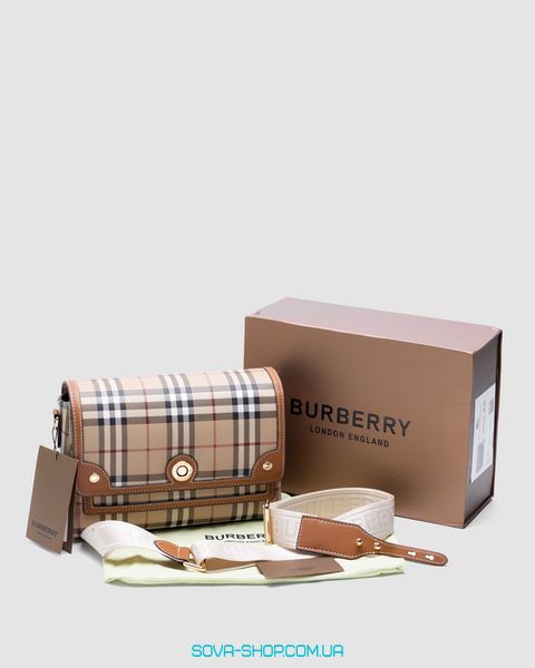 Жіноча сумка Burberry Leather Vintage Check Note Cross-Body Bag Premium фото