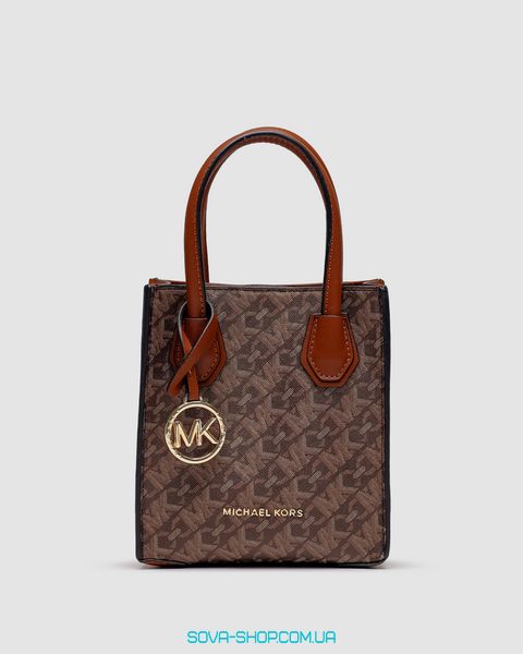 Женская сумка Michael Kors Mercer Extra-Small Pebbled Leather Crossbody Bag Brown Premium фото