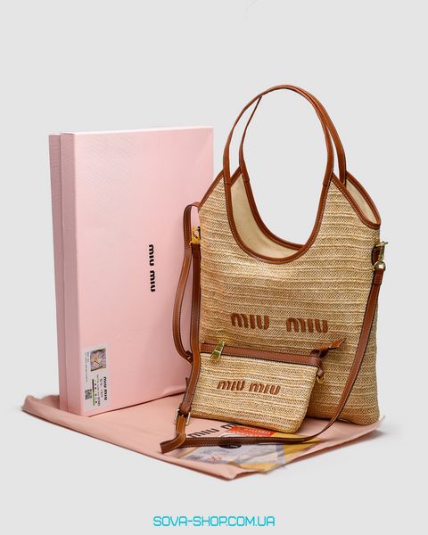 Жіноча сумка Miu Miu Ivy Straw Bag Premium фото