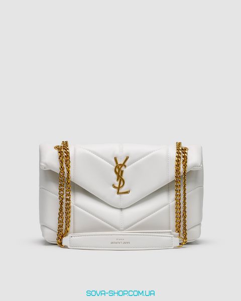 Жіноча сумка Yves Saint Laurent Puffer Small in Nappa Leather White Gold Chain Premium фото