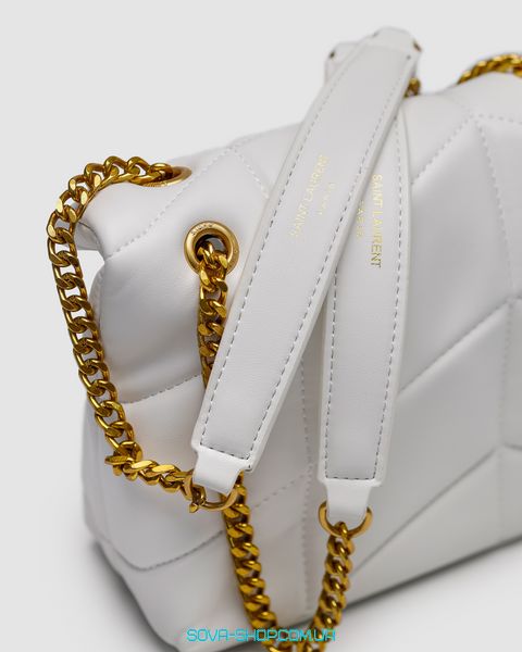 Женская сумка Yves Saint Laurent Puffer Small in Nappa Leather White Gold Chain Premium фото
