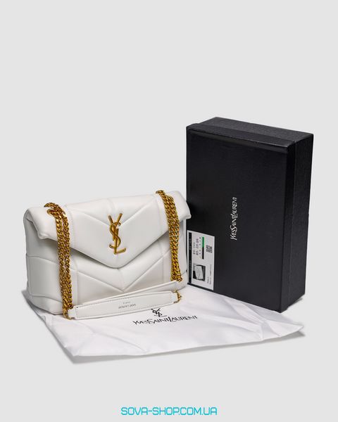 Жіноча сумка Yves Saint Laurent Puffer Small in Nappa Leather White Gold Chain Premium фото