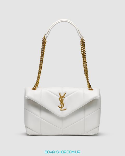 Женская сумка Yves Saint Laurent Puffer Small in Nappa Leather White Gold Chain Premium фото