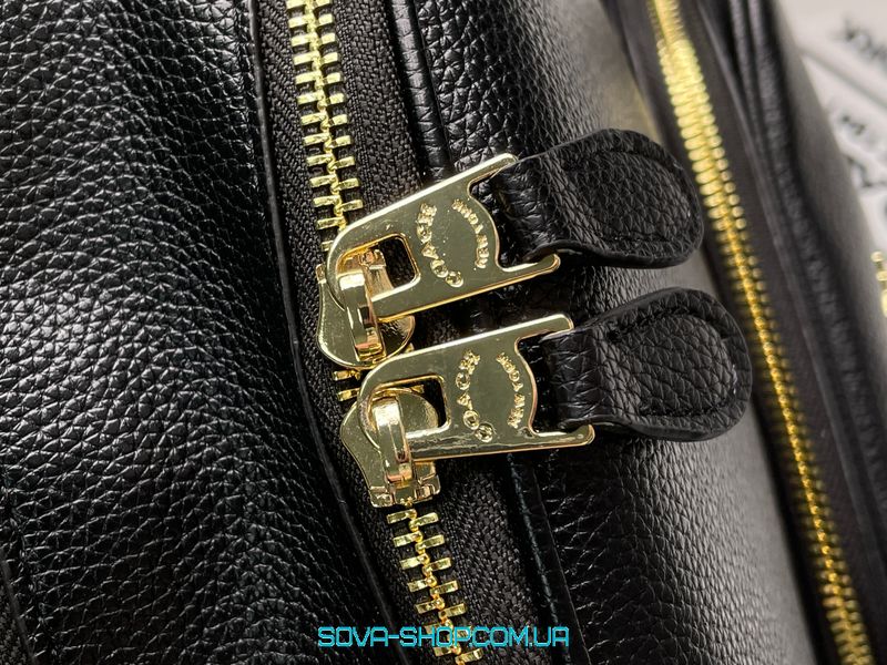 Жіночий рюкзак Coach Mini Court Black Pebbled Leather Shoulder Backpack Bag Premium фото