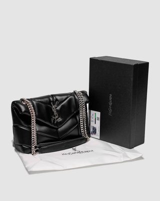 Женская сумка Yves Saint Laurent Puffer Small in Nappa Leather Black Silver Chain Premium фото