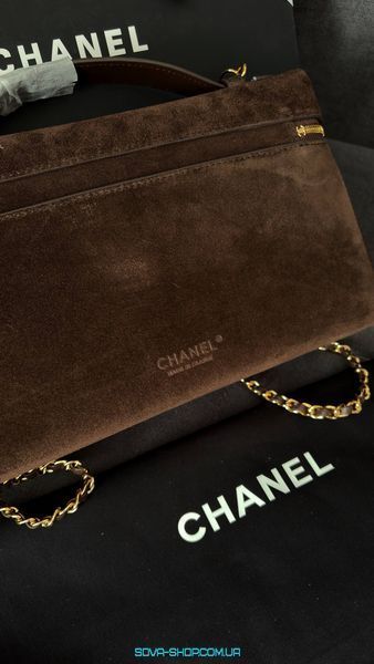 Жіноча сумка Chanel Large Vanity with Chain Suede Brown Premium фото