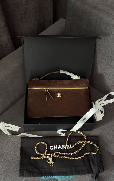 Жіноча сумка Chanel Large Vanity with Chain Suede Brown Premium фото