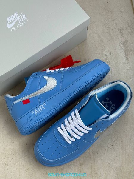 Чоловічі кросівки Nike Air Force 1 Low Off White Blue фото