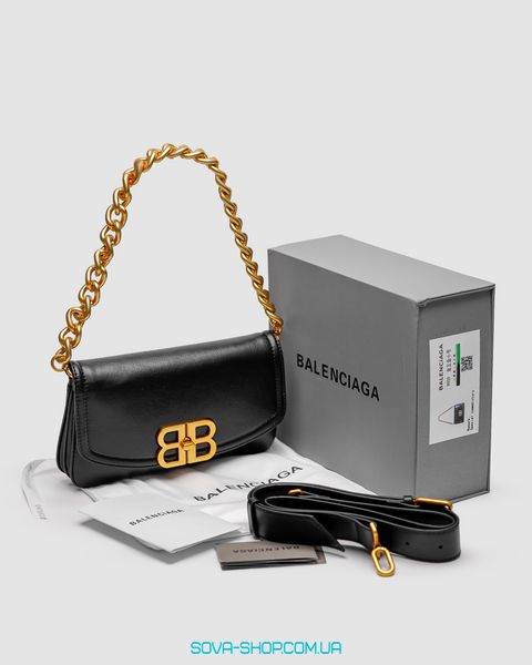 Женская сумка Balenciaga Small Bb Flap Leather Bag Black/Gold Premium фото