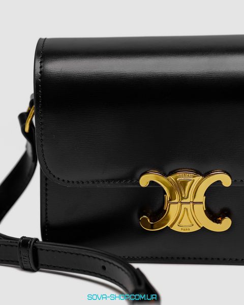 Жіноча сумка Celine Teen Triomphe Bag Black in Shiny Calfskin Premium фото