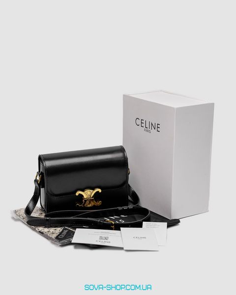 Жіноча сумка Celine Teen Triomphe Bag Black in Shiny Calfskin Premium фото