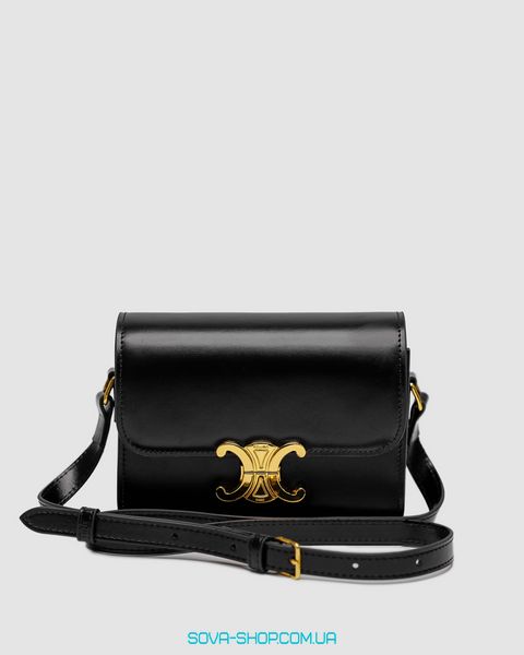 Жіноча сумка Celine Teen Triomphe Bag Black in Shiny Calfskin Premium фото