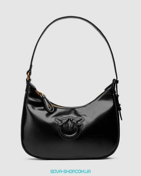 Женская сумка Pinko Half Moon Bag Simply Black With Leather Buckle Premium фото