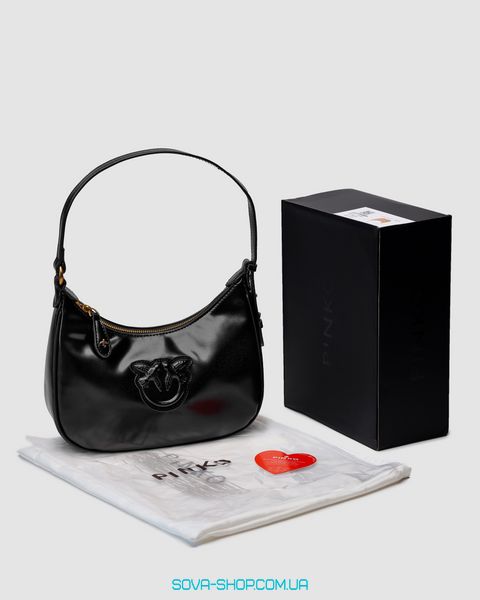 Жіноча сумка Pinko Half Moon Bag Simply Black With Leather Buckle Premium фото