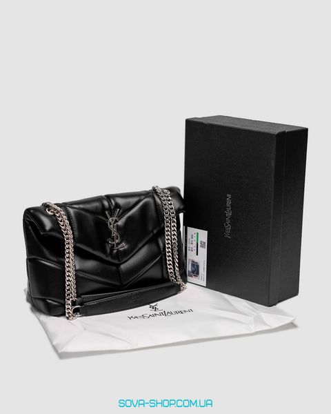 Жіноча сумка Yves Saint Laurent Puffer Small in Nappa Leather Black Silver Chain Premium фото