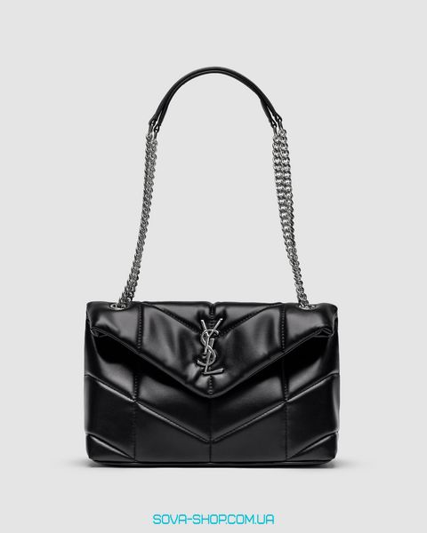 Жіноча сумка Yves Saint Laurent Puffer Small in Nappa Leather Black Silver Chain Premium фото