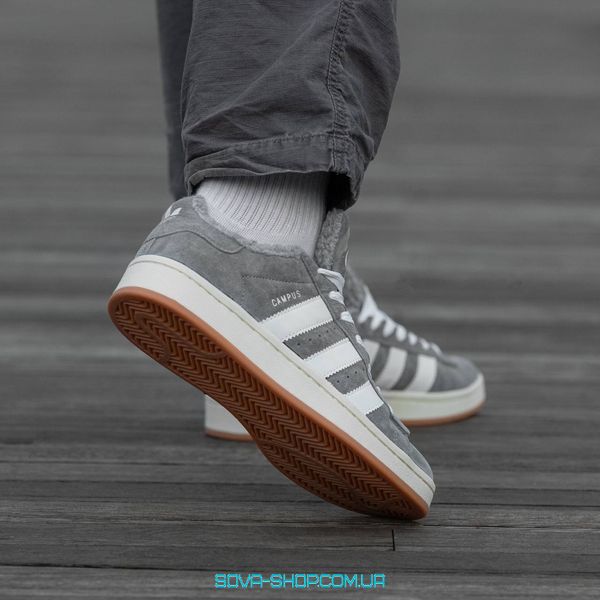 Мужские и женские зимние кроссовки Adidas Campus Gray 00s с мехом фото